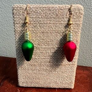 Christmas Earrings Red & Green lightbulbs